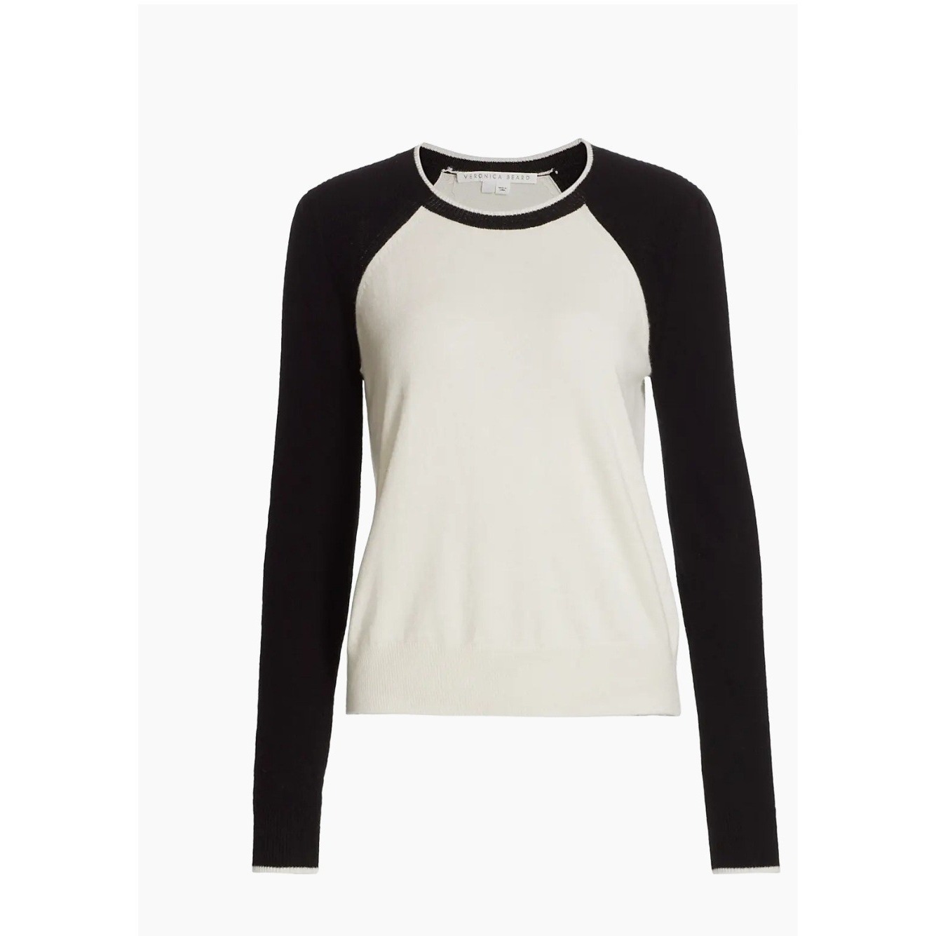 Veronica Beard Albertina Raglan Cashmere Sweater Black Ivory Women's Medium
